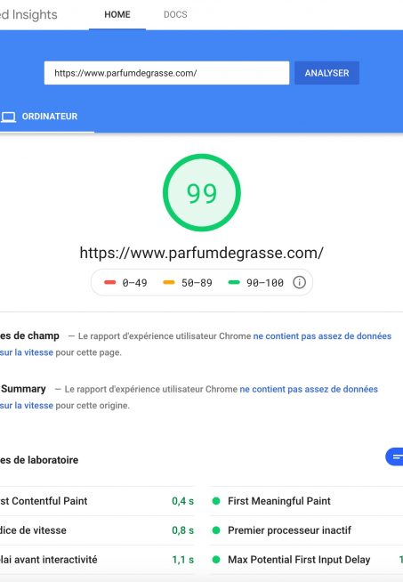 Google Page Speed Parfums de Grasse